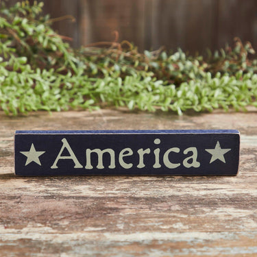 America Blue Wooden Sign 1.75x9 - The Fox Decor